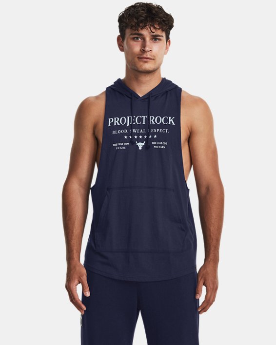 Men's Project Rock Sleeveless Hoodie in Blue image number 0
